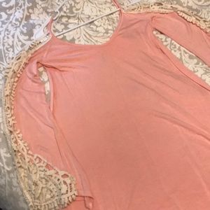 Pink cold shoulder dress
